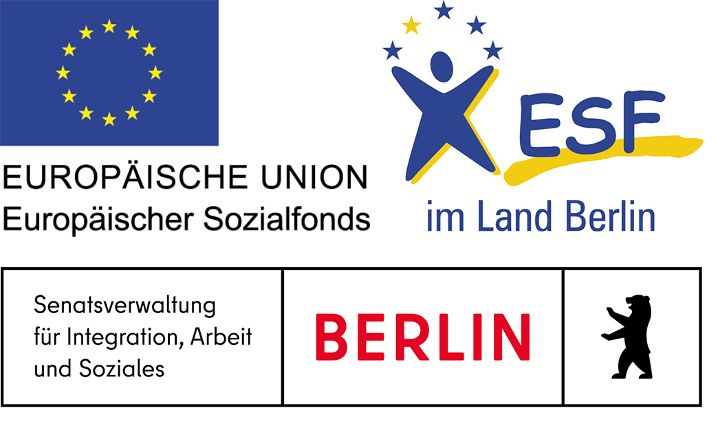 Logos der Förderer: EU, ESF und das Land Berlin